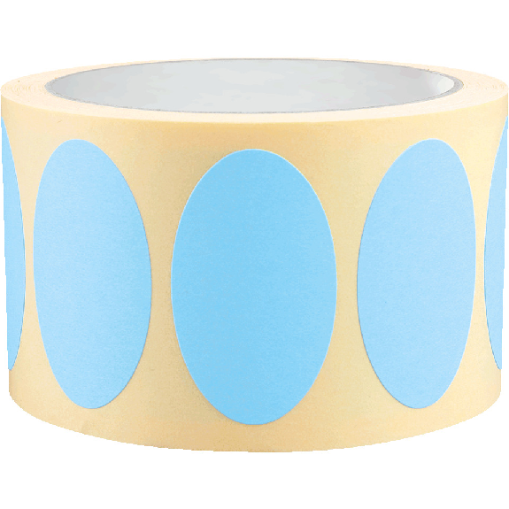 Etikett, beschriftbar, oval, hellblau, Haftpapier, ablösbar, 50x30mm, 500/Rolle-Beschreibung lesen