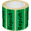 Organisationsetikett Geprüft!, grün, Papier, ablösbar, 50x20mm, 500/Rolle