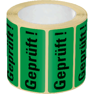 Organisationsetikett Geprüft!, grün, Papier, ablösbar, 50x20mm, 500/Rolle-Beschreibung lesen