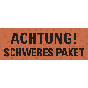 Warnetikett ACHTUNG SCHWERES PAKET, rot, Primärfaser-Graspapier, selbstklebend, 50x147mm, 6/Bogen