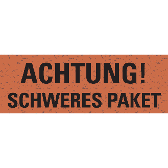 Warnetikett ACHTUNG SCHWERES PAKET, rot, Primärfaser-Graspapier, selbstklebend, 50x147mm, 6/Bogen-Beschreibung lesen