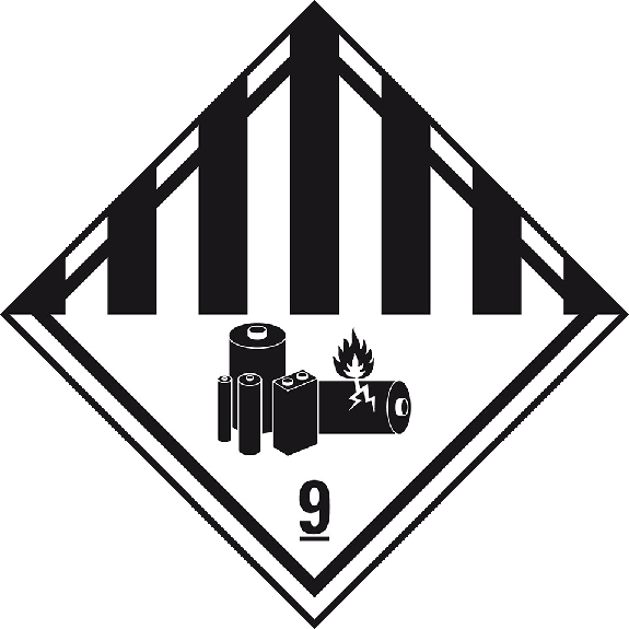 Verpackungskennzeichen Kl.9A Lithiumbatterien, Folie, seewasserbeständig, 100x100mm, IMDG-Code, GGVSEB, ADR, IATA-Beschreibung lesen