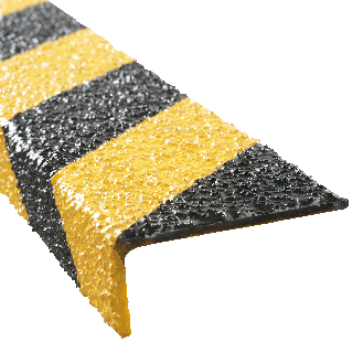 Antirutsch-Treppenprofil, R13, gelb/schwarz, Spezialkunststoff, 70x1000x30mm, ASR A1.5-Beschreibung lesen