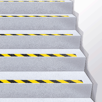 m2-Trittschutz-Warnmarkierung, R13, gelb/schwarz schraffiert, 50x650mm, ASR A1.5-Beschreibung lesen
