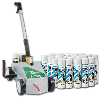 Aktions-Set Markierungsgerät SUPER Striper, Farbe Traffic extra, weiß, 36 Dosen-Beschreibung lesen