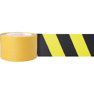 Bodenmarkierungsband, überfahrbar, gelb/schwarz, PVC, 75mm, 10m/Rolle-Beschreibung lesen