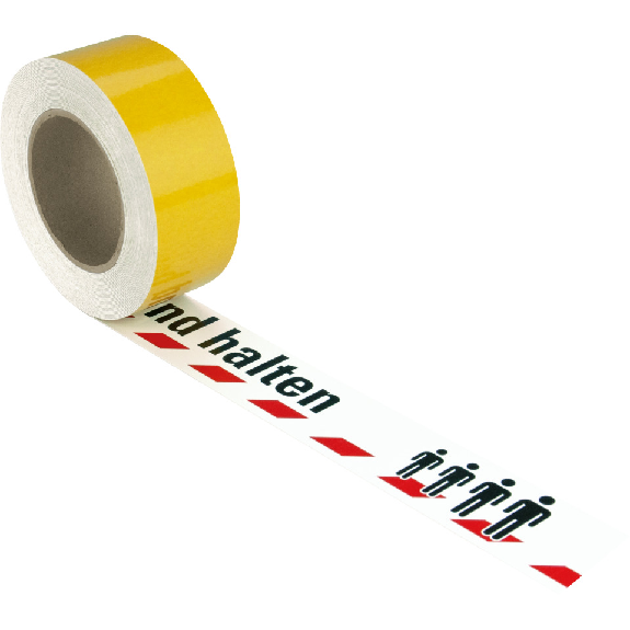 Bodenmarkierungsband Bitte Abstand halten, Polyester m. Laminat, 50mm, 16m/Rolle-Beschreibung lesen