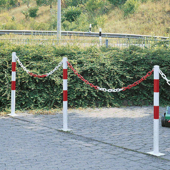 Absperrpfosten Bern, ohne Kettenöse, zum Aufdübeln, rot/reflektierend-weiß, Ø 60mm, 1000mm Absperrpfosten Bern, ohne Kettenöse, zum Aufdübeln, rot/reflektierend-weiß, Ø 60mm, 1000mm-Beschreibung lesen