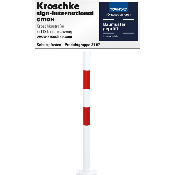 Absperrpfosten Bern, ohne Kettenöse, zum Aufdübeln, rot/reflektierend-weiß, Ø 60mm, 1000mm Absperrpfosten Bern, ohne Kettenöse, zum Aufdübeln, rot/reflektierend-weiß, Ø 60mm, 1000mm-Beschreibung lesen