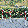 Absperrpfosten Bern, ohne Kettenöse, zum Aufdübeln, rot/reflektierend-weiß, Ø 60mm, 1000mm
