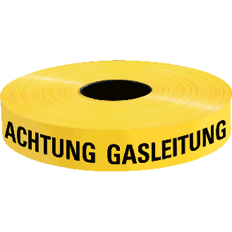 Trassenwarnband Achtung Gasleitung, gelb, Polyethylen, 40mm, 250m/Rolle-Beschreibung lesen