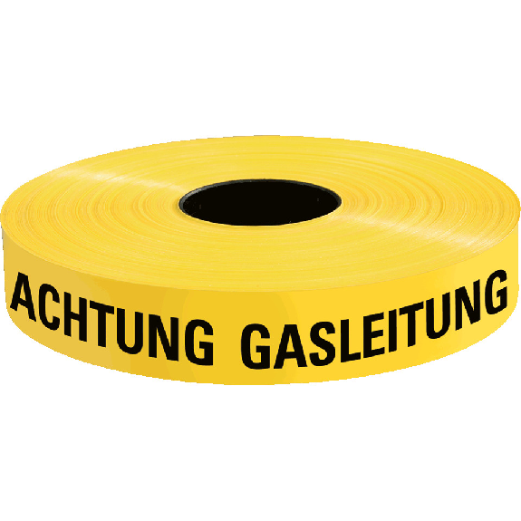 Trassenwarnband Achtung Gasleitung, gelb, Polyethylen, 40mm, 250m/Rolle Trassenwarnband Achtung Gasleitung, gelb, Polyethylen, 40mm, 250m/Rolle-Beschreibung lesen