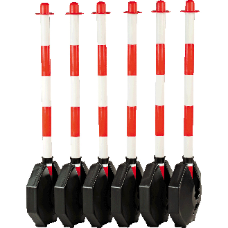 Klapp-Pfosten Set, befüllt, rot/weiß, Kunststoff, H 870mm, Fuß Ø 300mm, 6-tlg.-Beschreibung lesen