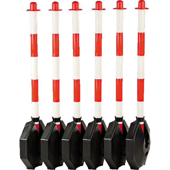 Klapp-Pfosten Set, befüllt, rot/weiß, Kunststoff, H 870mm, Fuß Ø 300mm, 6-tlg.-Beschreibung lesen