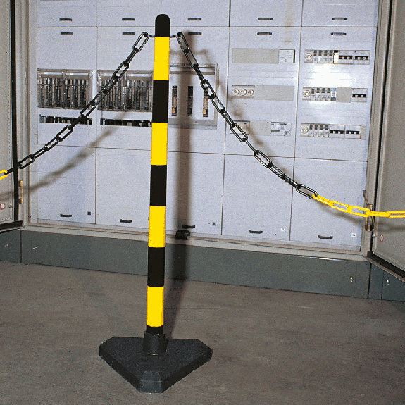 Einzelkettenständer Intern Medi, gelb/schwarz, Kunststoff, 900mm Einzelkettenständer Intern Medi, gelb/schwarz, Kunststoff, 900mm-Beschreibung lesen