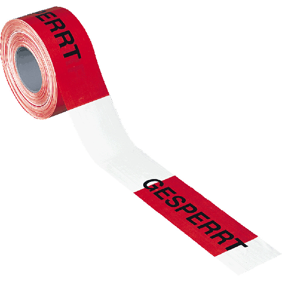 Absperrband Gesperrt, rot/weiß geblockt, Polyethylen, 80mm, 500m/Rolle-Beschreibung lesen