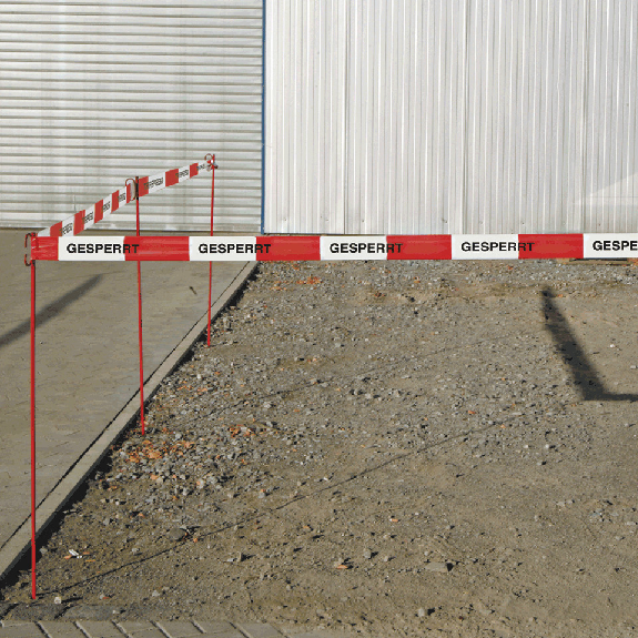 Absperrband Gesperrt, rot/weiß geblockt, Polyethylen, 80mm, 500m/Rolle-Beschreibung lesen