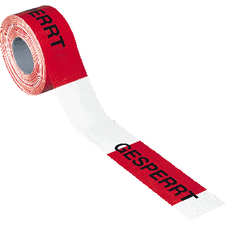 Absperrband Gesperrt, rot/weiß geblockt, Polyethylen, 80mm, 500m/Rolle-Beschreibung lesen