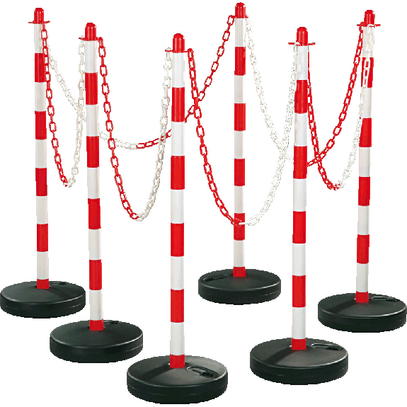 Kettenständer-Set Universal Medi,6-tlg.,rot/weiß,Kunststoff,Höhe 900mm-Beschreibung lesen