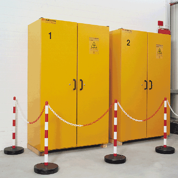 Kettenständer-Set Universal Medi,6-tlg.,rot/weiß,Kunststoff,Höhe 900mm-Beschreibung lesen