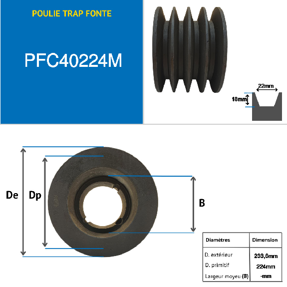 Pulegge Pulegge trapezoidali con mozzo smontabile PFC40224M Puleggia trapezoidale in ghisa tipo SPC / C con mozzo smontabile serie 3535 con 4 gole, diametro passo 224 mm-Leggi tutto