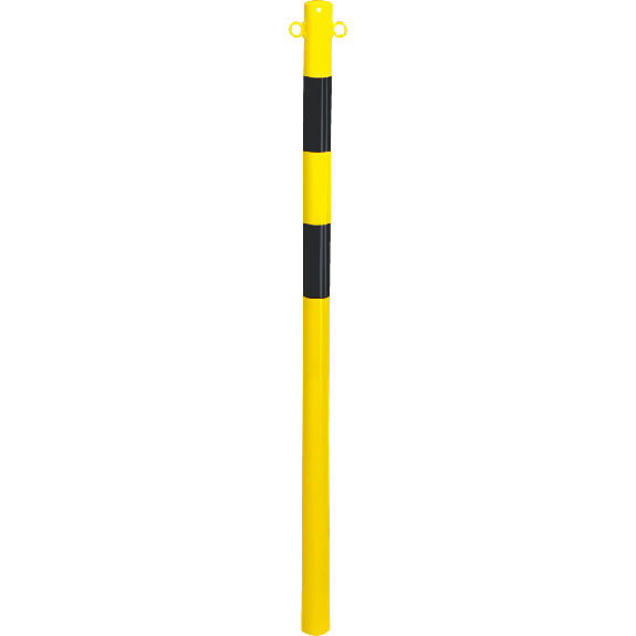 Absperrpfosten Bern, mit 2 Kettenösen, z.Einbetonieren, gelb/schwarz, Ø 60mm, 1400mm-Beschreibung lesen