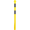 Absperrpfosten Bern, mit 2 Kettenösen, z.Einbetonieren, gelb/schwarz, Ø 60mm, 1400mm Absperrpfosten Bern, mit 2 Kettenösen, z.Einbetonieren, gelb/schwarz, Ø 60mm, 1400mm