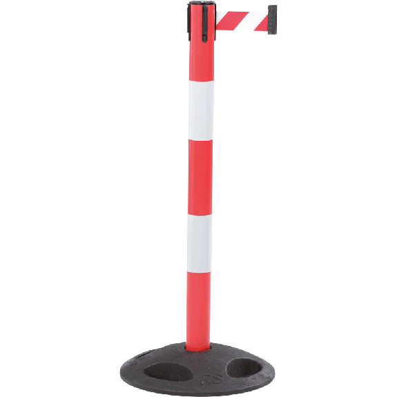 RS-GUIDESYSTEMS Gurtpfosten Outdoor, rot, mit 2 Reflexstreifen, Gurt r/w, 50mm, 4m-Beschreibung lesen