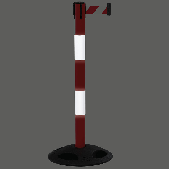 RS-GUIDESYSTEMS Gurtpfosten Outdoor, rot, mit 2 Reflexstreifen, Gurt r/w, 50mm, 4m-Beschreibung lesen