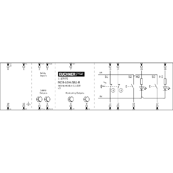 Système de verrouillage, 2 boutons, arrêt durgence, RC18 - MGB-L0H-ARA-R-110955-Lire la description