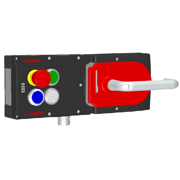 Système d'interverrouillage mécanique avec 3 boutons et arrêt d'urgence Système d'interverrouillage mécanique avec 3 boutons et arrêt d'urgence-Lire la description