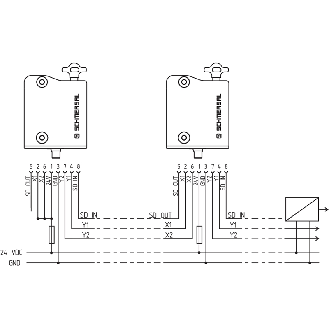 Interverouillage ouverture hors tension RFID, secours, M12 8P - AZM300B-I2-ST-SD2P-A-T-Lire la description