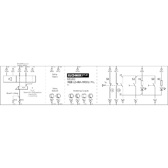 Module d'interverrouillage (magnétique), 2 boutons, arrêt durgence - MGB-L2-ARA-AM3A1-M-L-121263-Lire la description