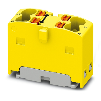 Bloc distributeur, 450V, 17,5A, Push-in, 4x 0,14-2,5mm²,  jaune - PTFIX 4X1,5 YE-Lire la description