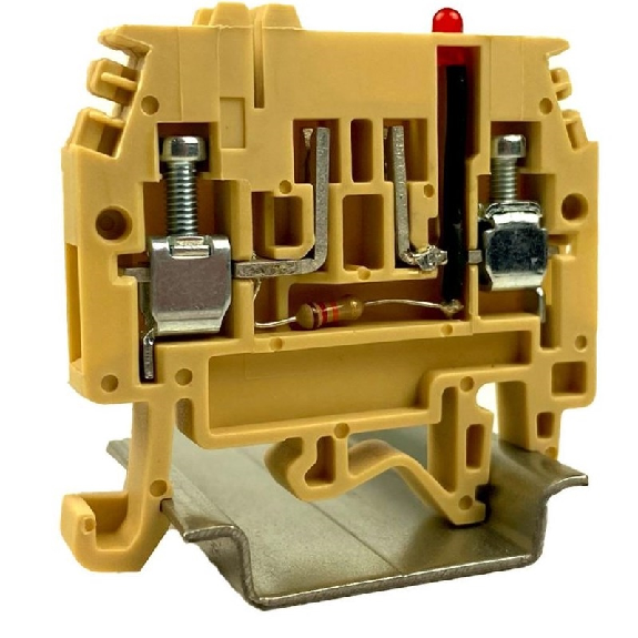 Bloc de jonction-fusibles avec Led 24 V, beige - MF124 [MPFA.4/L24]-Lire la description
