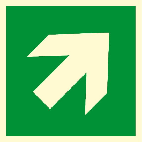 PERMALIGHT plus langnachleuchtend Rettungszeichen Richtungspfeil diagonal, Kunststoff, 150x150mm, DIN EN ISO 3864-Beschreibung lesen