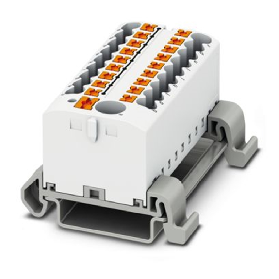 Bloc distributeur, 690V, 24A, Push-in, 19x 0,14-4mm², blanc - PTFIX 6/18X2,5-NS35A WH Bloc distributeur, 690V, 24A, Push-in, 19x 0,14-4mm², blanc - PTFIX 6/18X2,5-NS35A WH-Lire la description