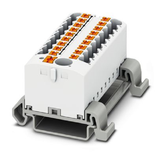 Bloc distributeur, 690V, 24A, Push-in, 19x 0,14-4mm², blanc - PTFIX 6/18X2,5-NS35A WH-Lire la description