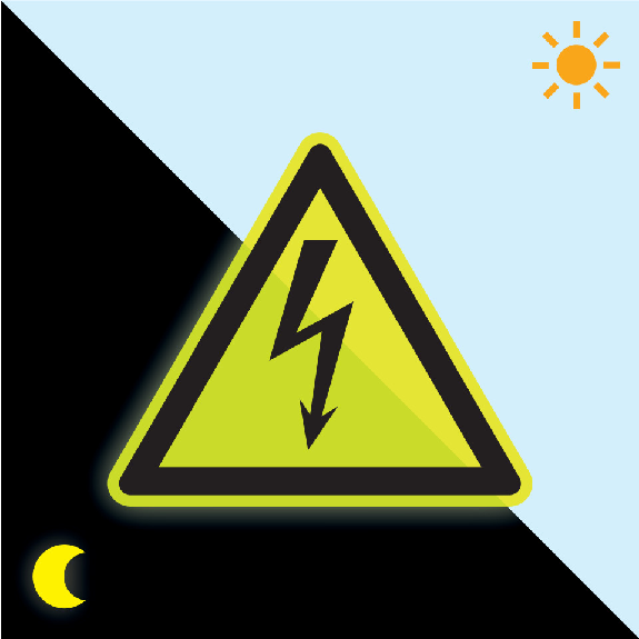 PERMALIGHT power langnachleuchtend Warnschild Warnung vor elektrischer Spannung, ISO, Alumnium, fluoresz., SL 200mm-Beschreibung lesen
