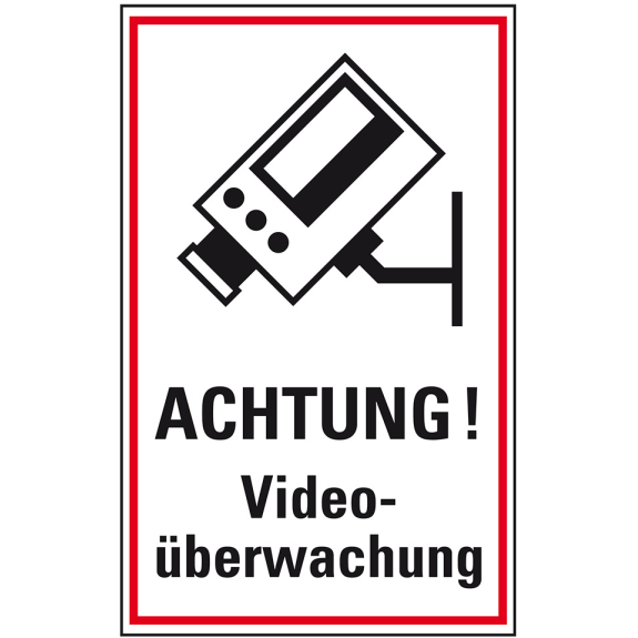 Hinweisschild Achtung! Videoüberwachung, Pikto, Folie, selbstklebend, 200x300mm-Lire la description