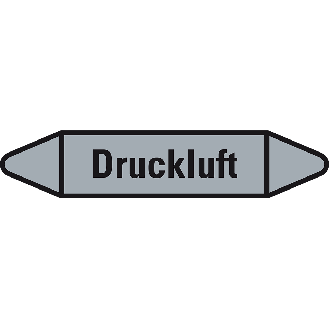 Rohrleitungsetikett Druckluft, grau/schwarz, für Ø 25-40mm, 26x154mm, 5/Bogen-Beschreibung lesen