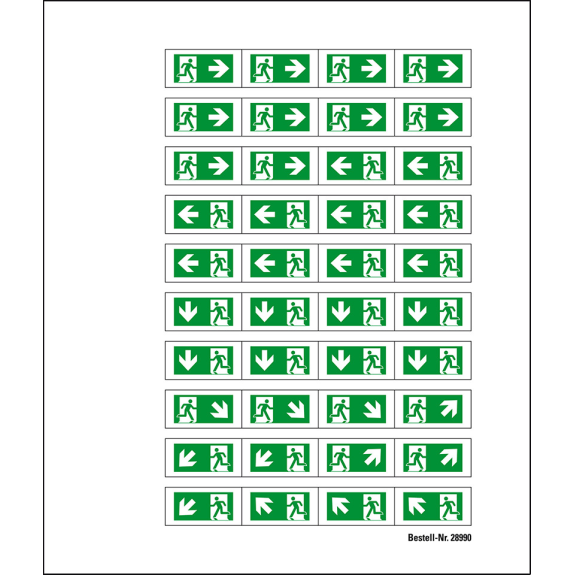 Minisymbol-Sammelbogen Rettungsweg, Folie, selbstklebend, 8mm, 40/Bogen, ASR A1.3, DIN EN ISO 7010 Minisymbol-Sammelbogen Rettungsweg, Folie, selbstklebend, 8mm, 40/Bogen, ASR A1.3, DIN EN ISO 7010-Beschreibung lesen