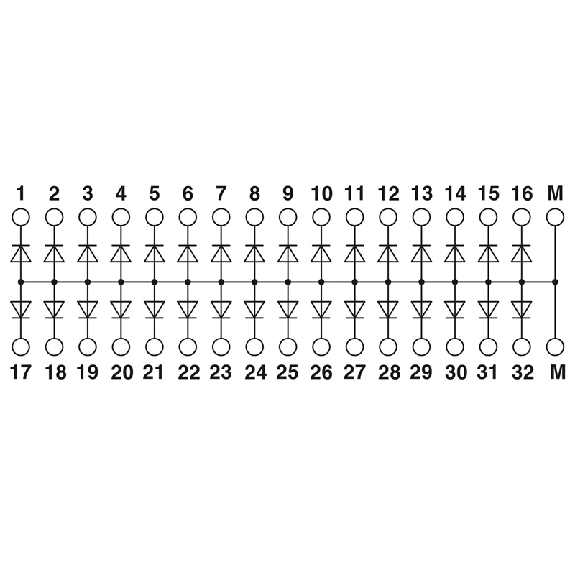 Module à diodes, avec 32 diodes, anode en commun, type 1N 4007 - EMG 90-DIO 32M Module à diodes, avec 32 diodes, anode en commun, type 1N 4007 - EMG 90-DIO 32M-Lire la description