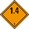 Gefahrgutzettel (Placards) Kl.1.4 Explosive Stoffe, Folie, seewasserbeständig, 250x250mm, IMDG-Code, GGVSEB, ADR, IATA