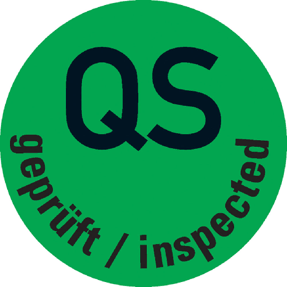 Qualitätskennzeichen "QS geprüft/inspected", grü/s, FO, Ø 15mm, 1000/ROL-Beschreibung lesen