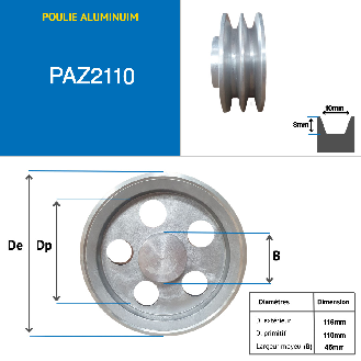 Riemenscheiben Trapezriemenscheiben Voll PAZ2110 Aluminium-Trapezriemenscheibe 2 Rillen Typ Z Durchmesser 110 mm-Beschreibung lesen
