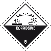 Verpackungskennzeichen Kl.8 Ätzende Stoffe, Haftpapier, permanent, 50x50mm, 1000/Rolle, IMDG-Code, GGVSEB, ADR