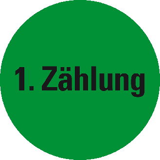 Markierungspunkt 1.Zählung, hellgrün, Haftpapier, ablösbar, Ø 37mm, 10/Bogen-Beschreibung lesen