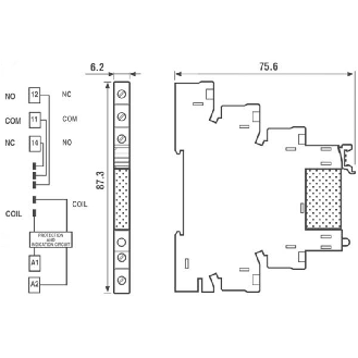Interface modulaire à relais 1RT 6A 24V AC-DC, AgNi, bornes à cage - 385100240060 (38.51.0.024.0060)-Lire la description