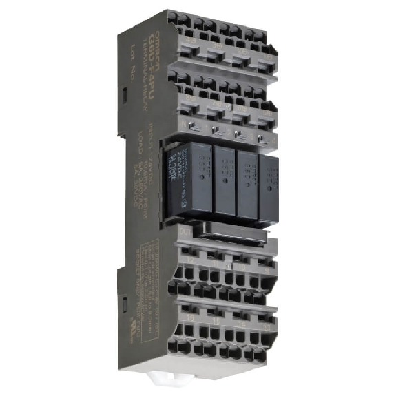 Relais d'interface, rail DIN/saillie, 4x SPST-NO, 5A, 24DC, push-in - G6D-F4PU DC24 Relais d'interface, rail DIN/saillie, 4x SPST-NO, 5A, 24DC, push-in - G6D-F4PU DC24-Lire la description